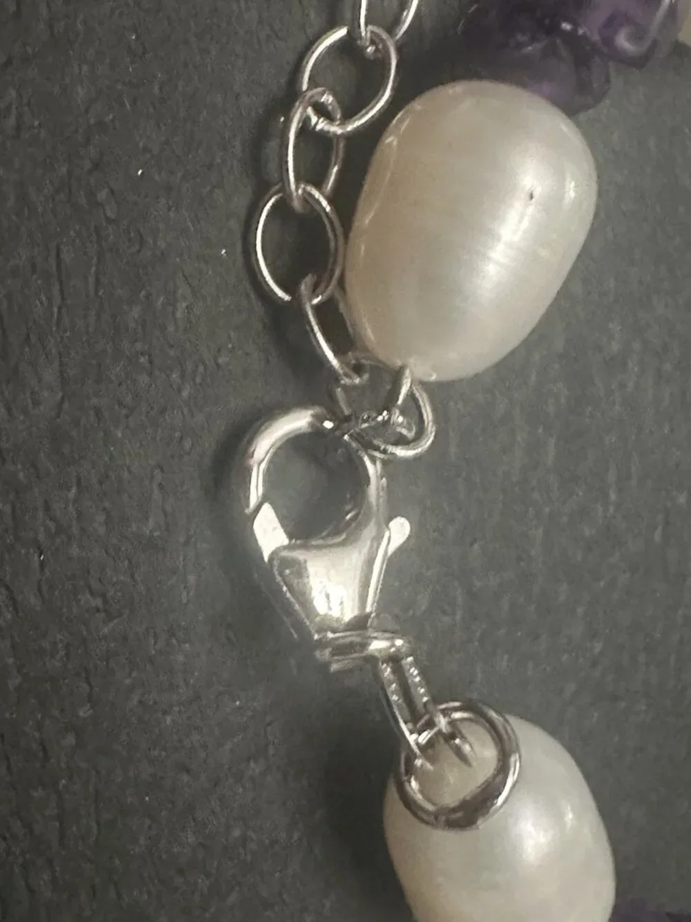Ross-Simons Sterling Silver Freshwater Pearls Amethyst Bracelet New